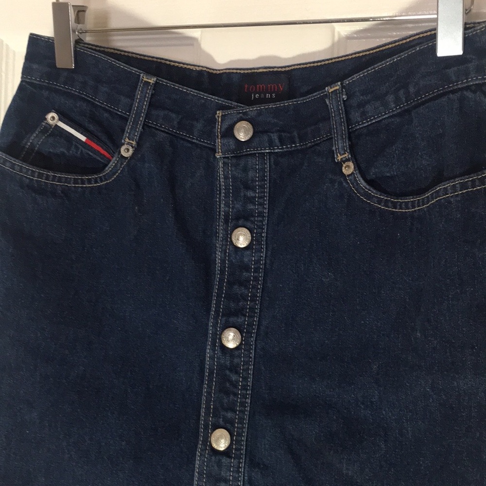 Y2K Tommy Jeans Button Front Denim Skirt - Picture 11 of 14
